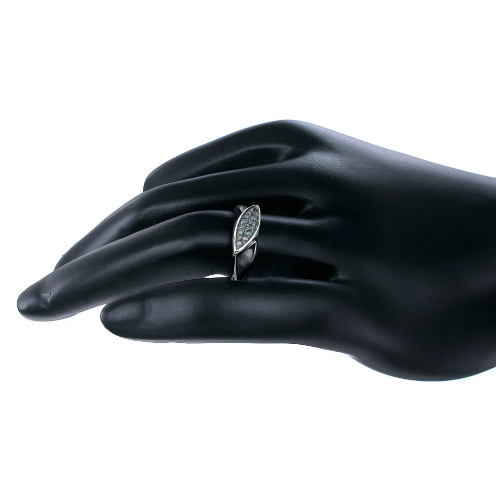 1/5 cttw Marquise Blue Diamond Statement Ring in Sterling Silver