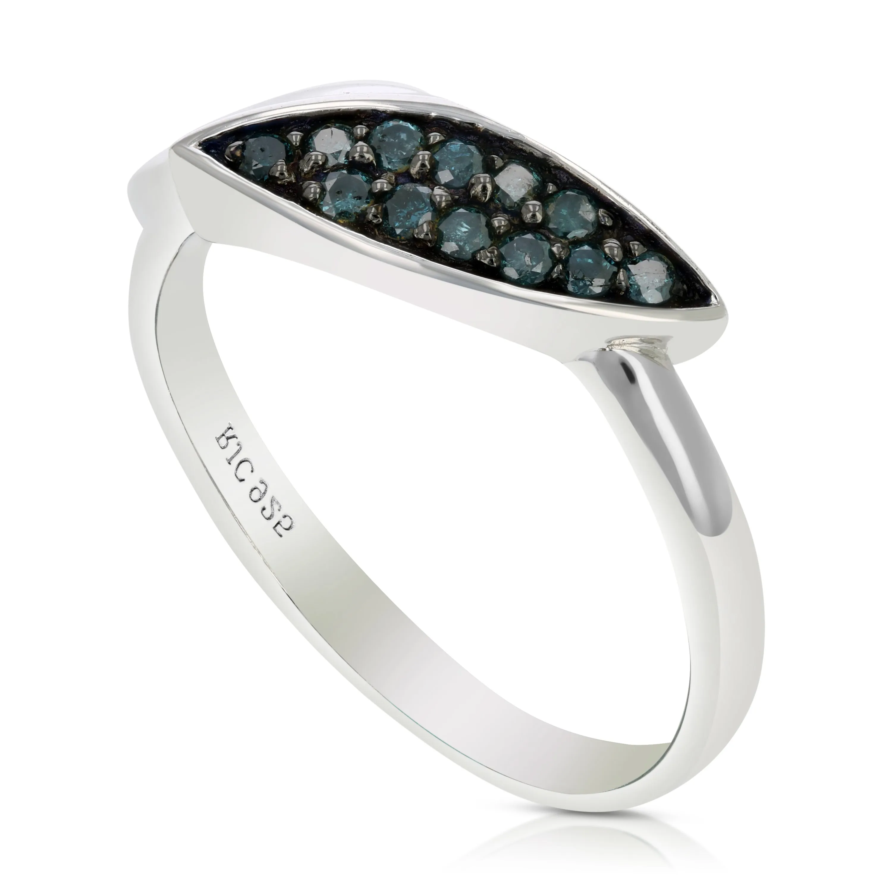 1/5 cttw Marquise Blue Diamond Statement Ring in Sterling Silver