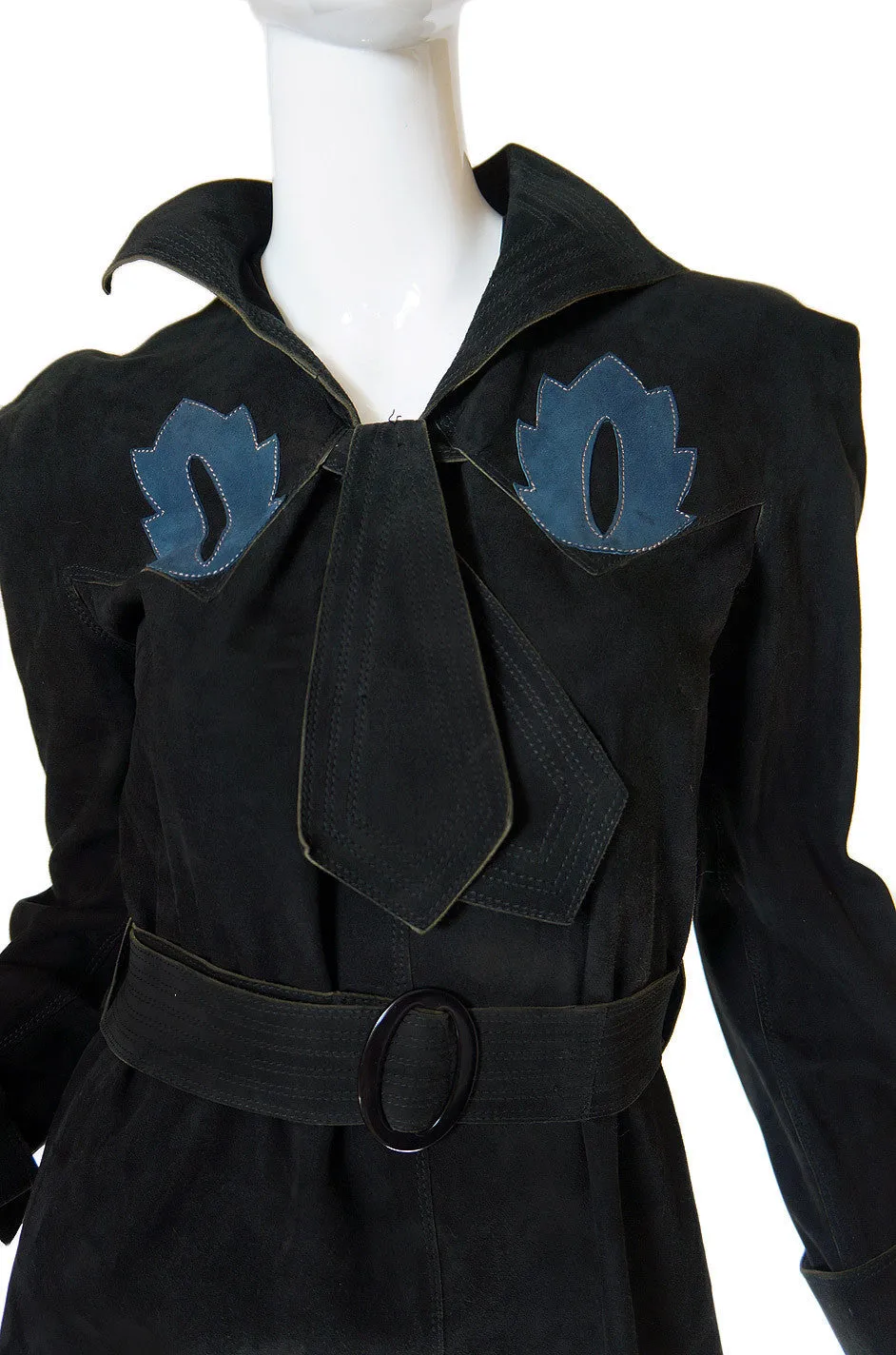 1970s Museum Quality Jean Muir Suede Dress