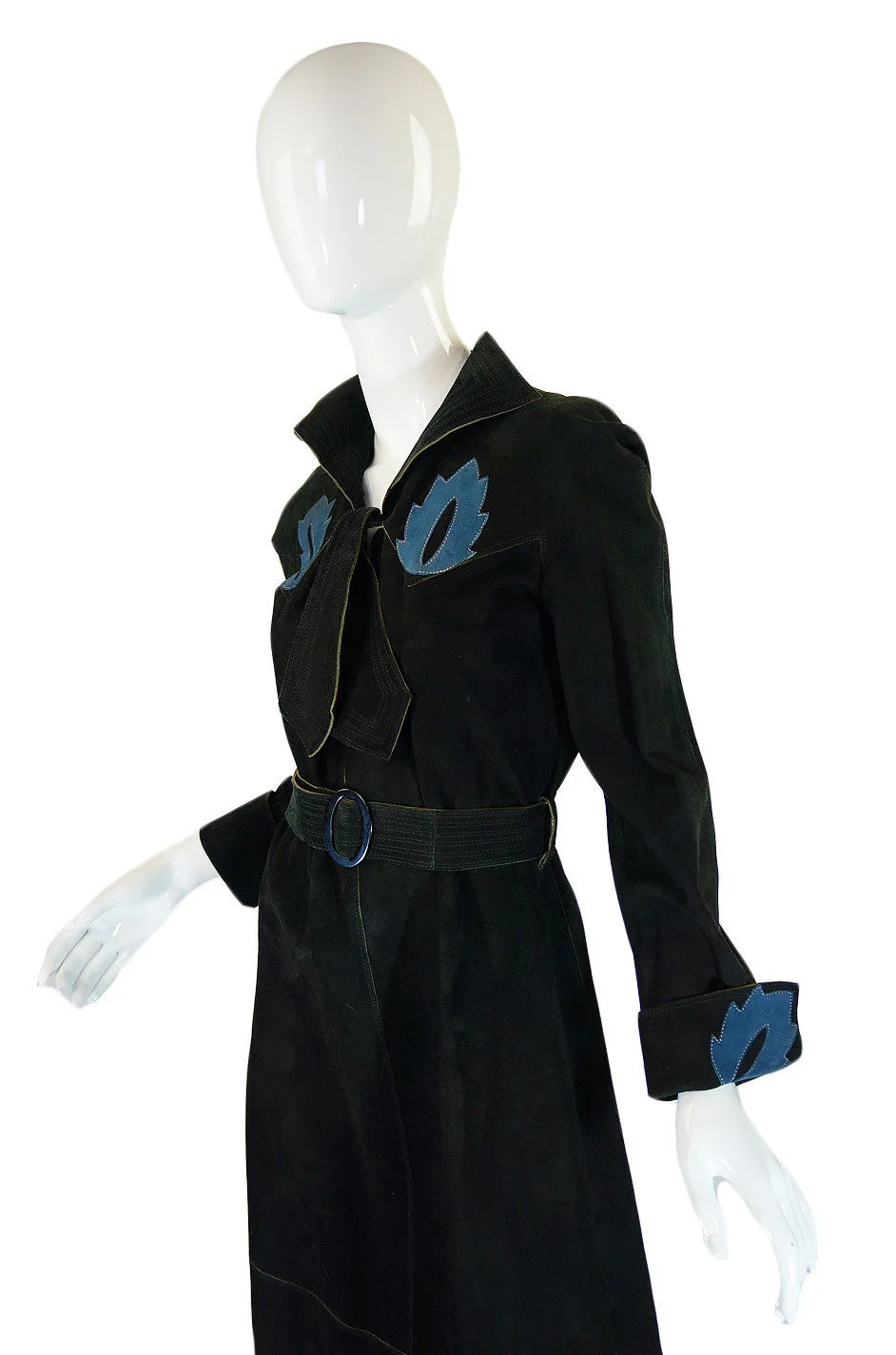 1970s Museum Quality Jean Muir Suede Dress