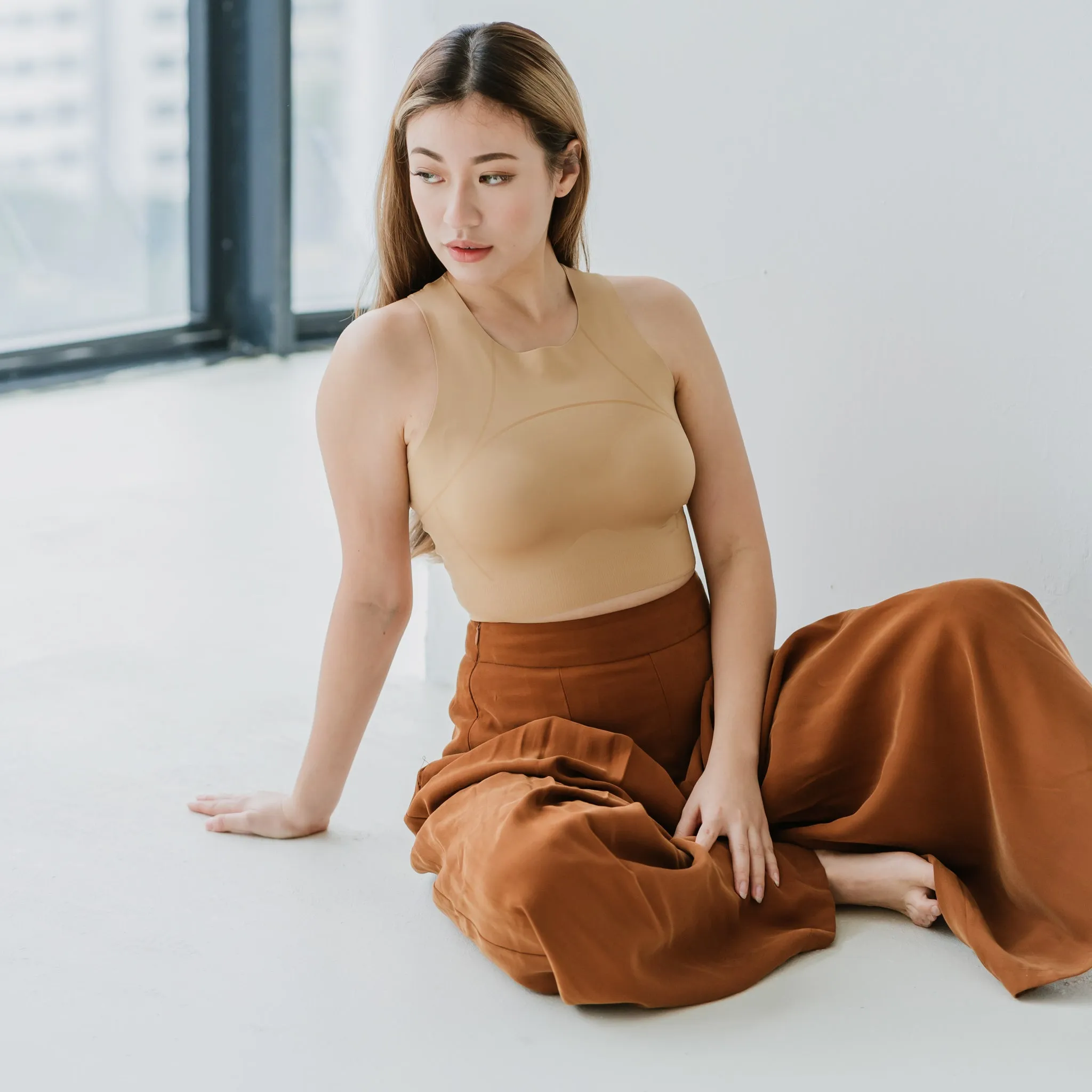 AIR-LEISURE Hourglass Bra Top in Warm Nude
