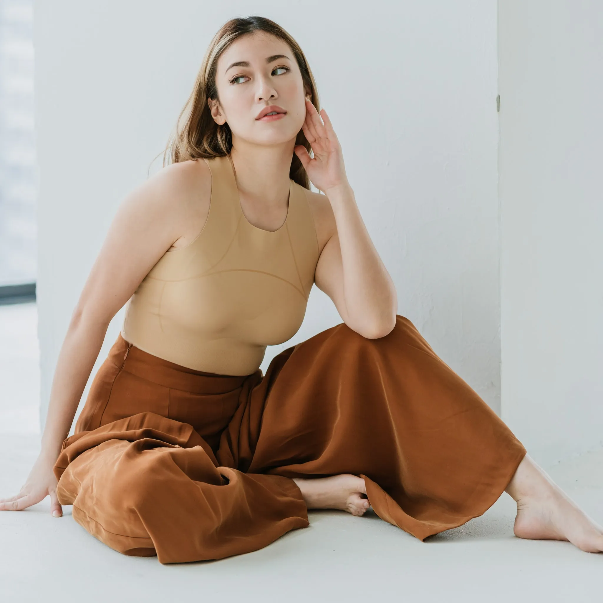 AIR-LEISURE Hourglass Bra Top in Warm Nude