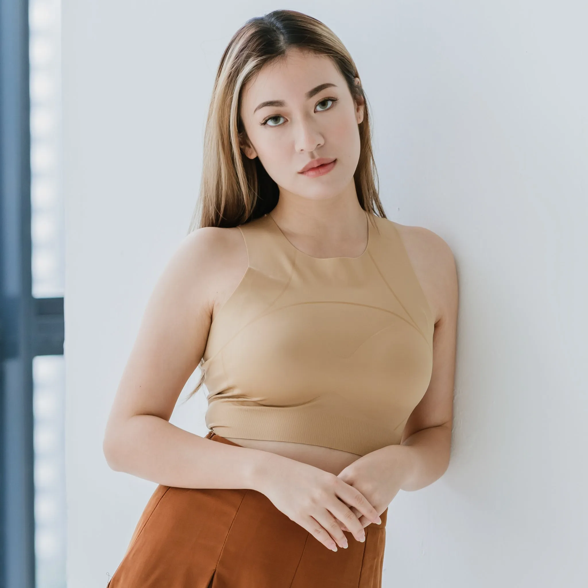 AIR-LEISURE Hourglass Bra Top in Warm Nude