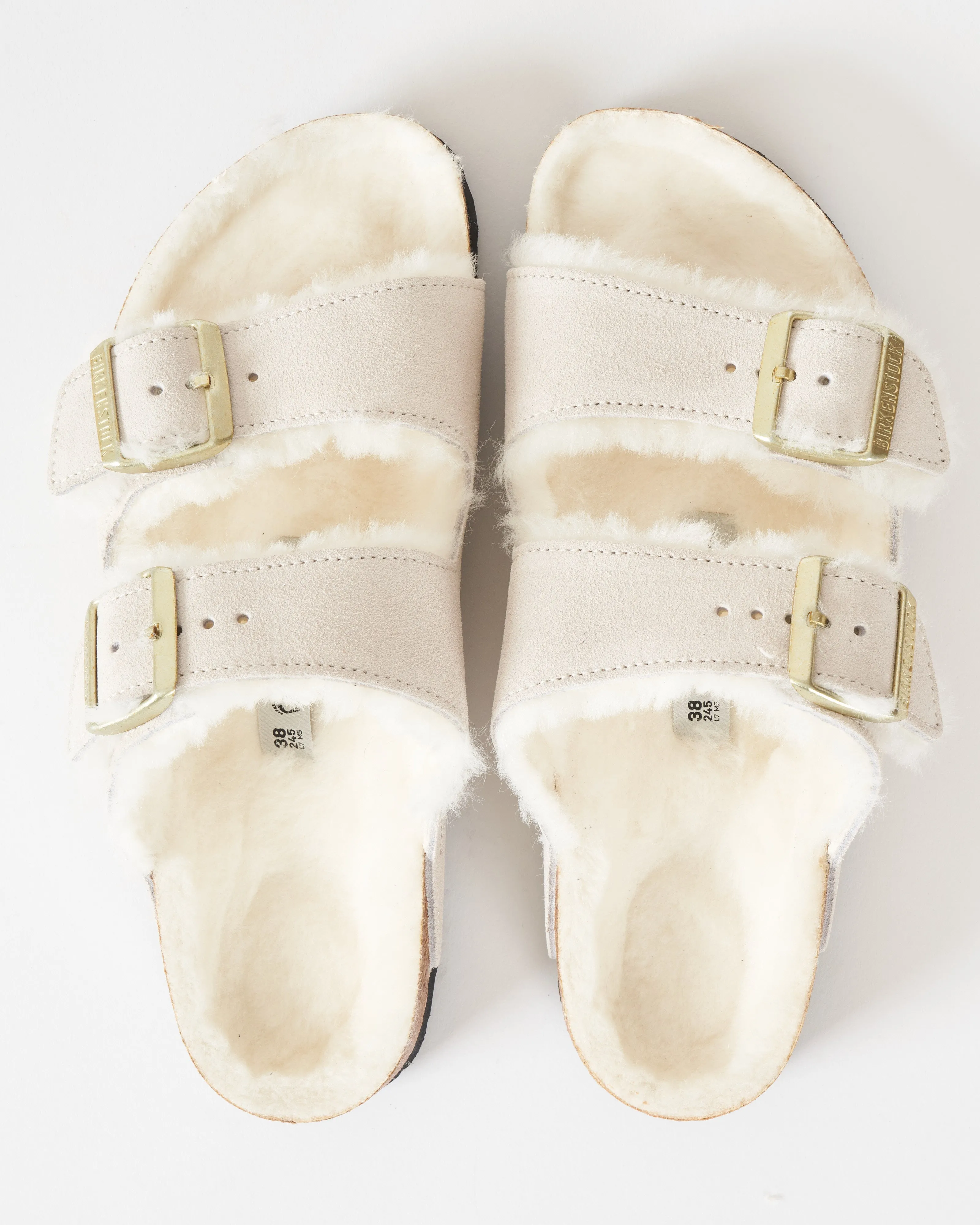 arizona shearling sandal - antique white suede