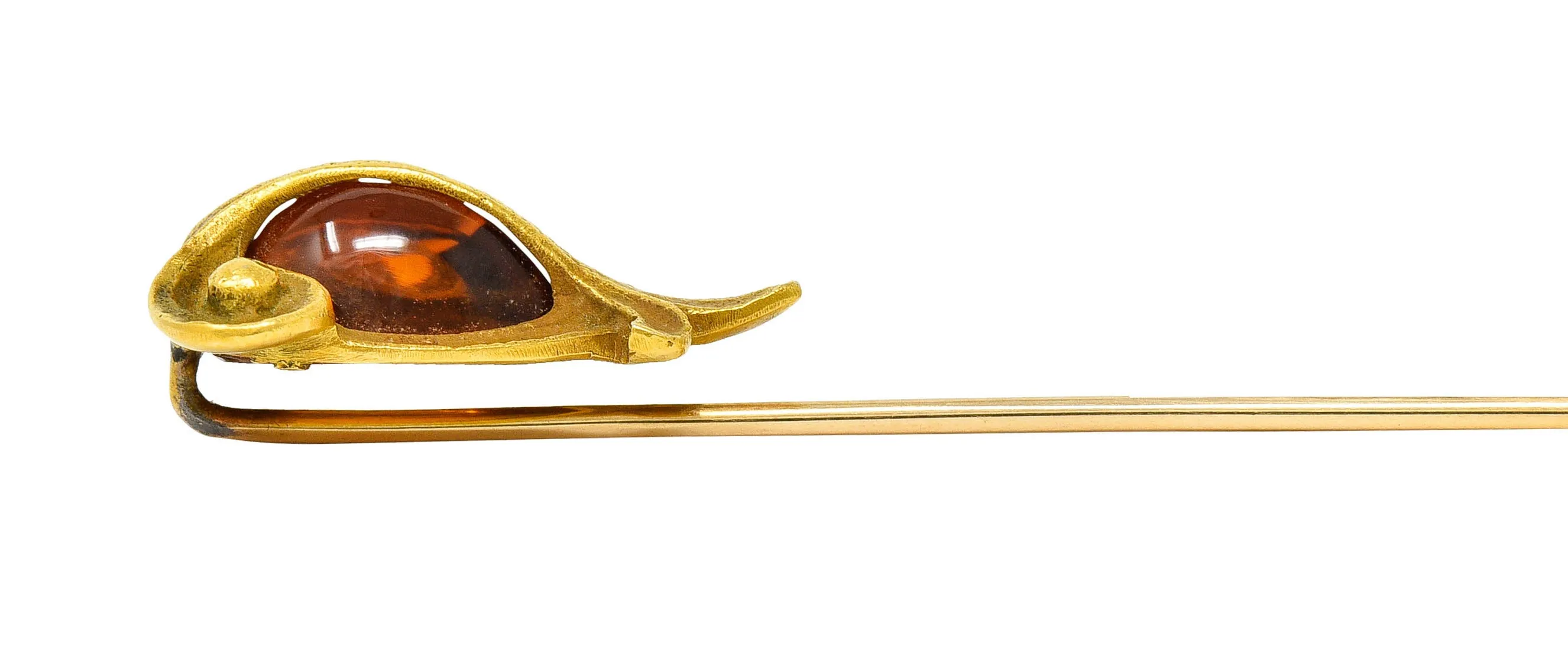 Art Nouveau Citrine Cabochon 18 Karat Gold Hellenistic Stickpin