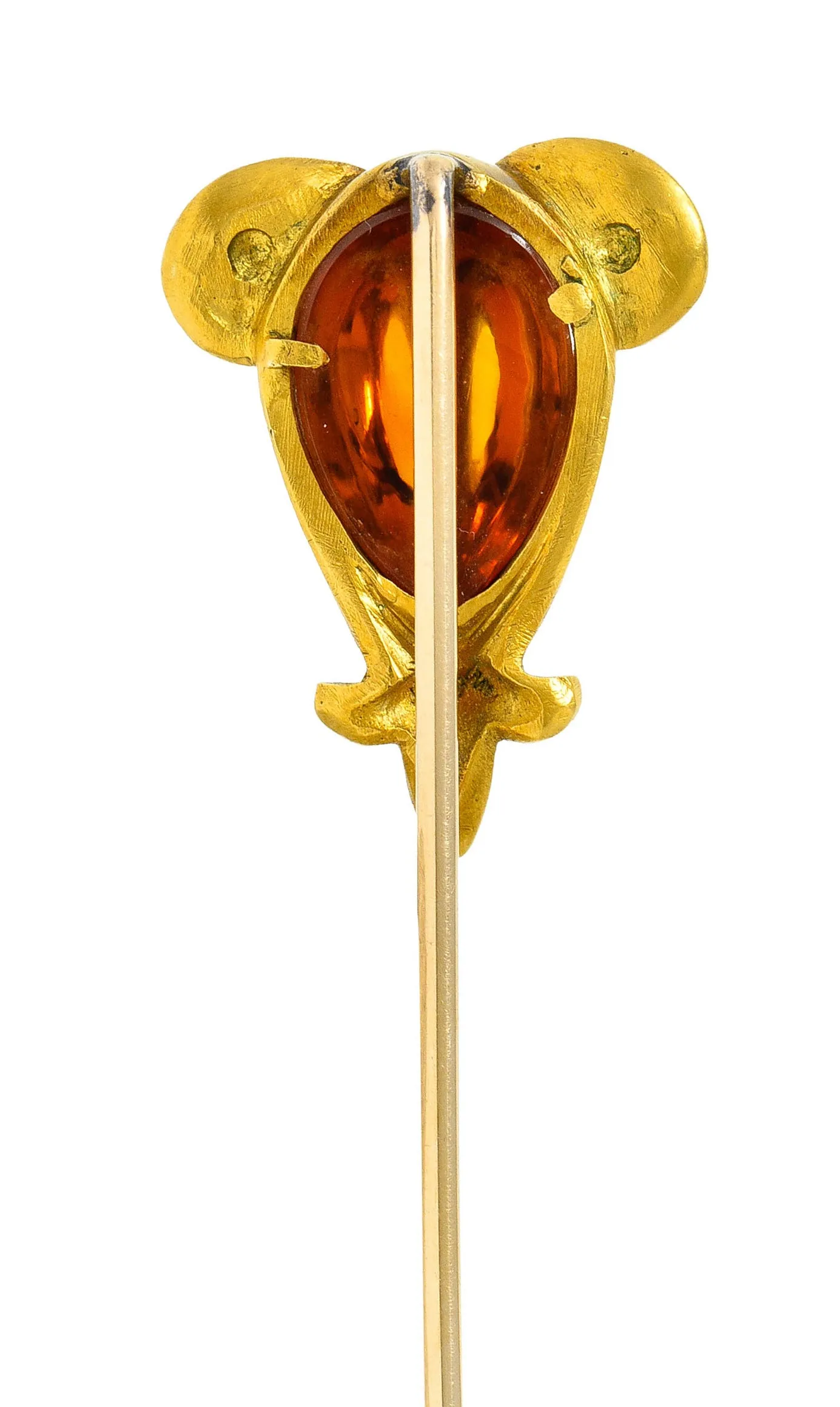 Art Nouveau Citrine Cabochon 18 Karat Gold Hellenistic Stickpin