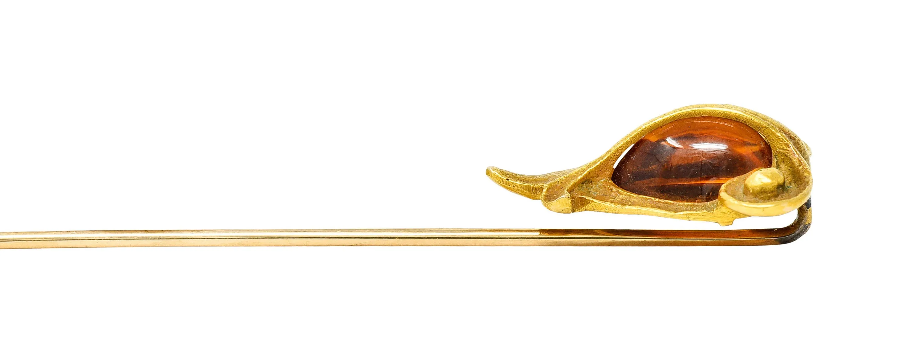 Art Nouveau Citrine Cabochon 18 Karat Gold Hellenistic Stickpin