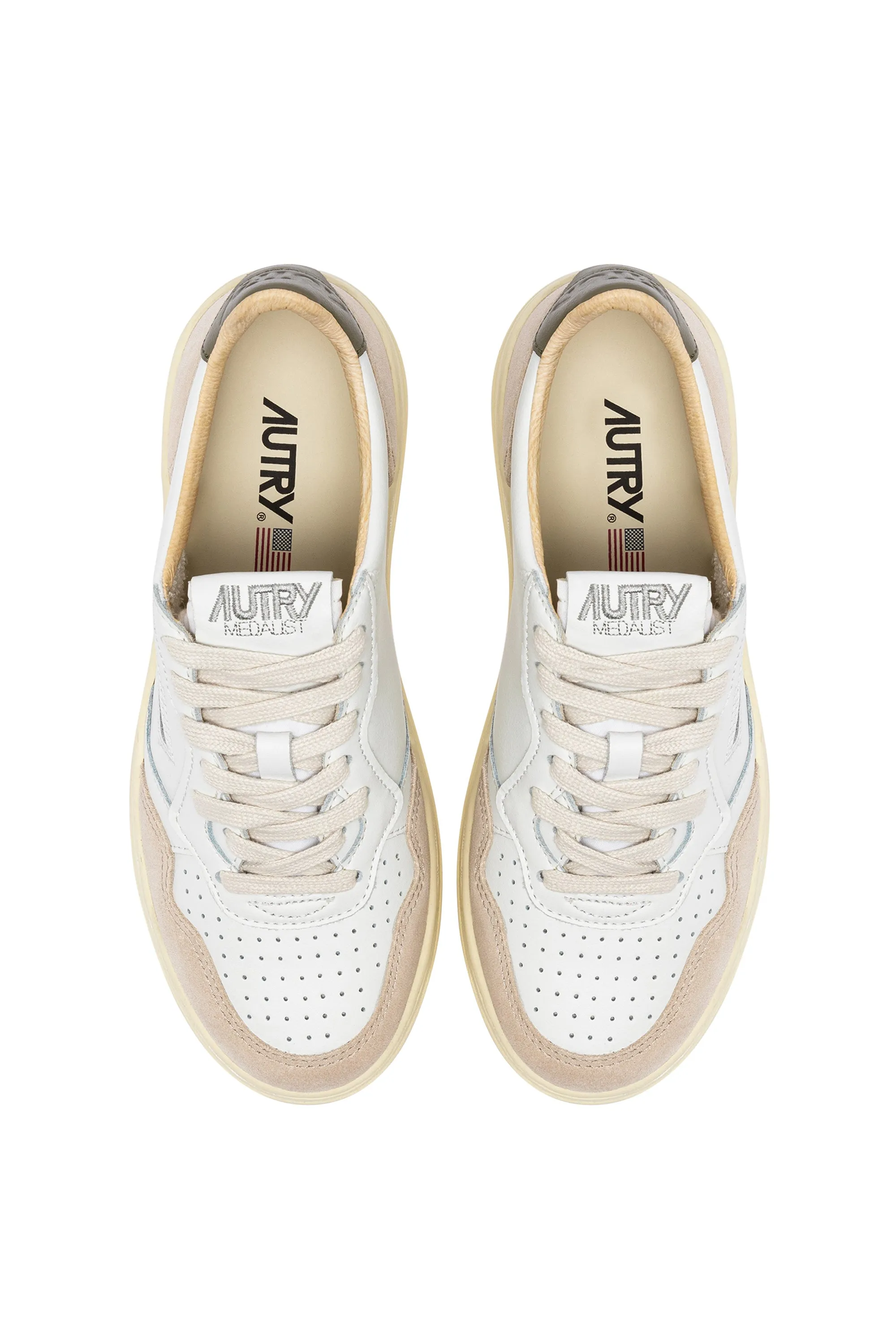 Autry Sneakers Medalist Low Man Leat Suede Bianco Uomo