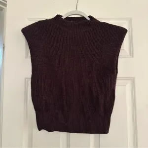 Babaton Brown Sweater Vest with Shoulder Pads