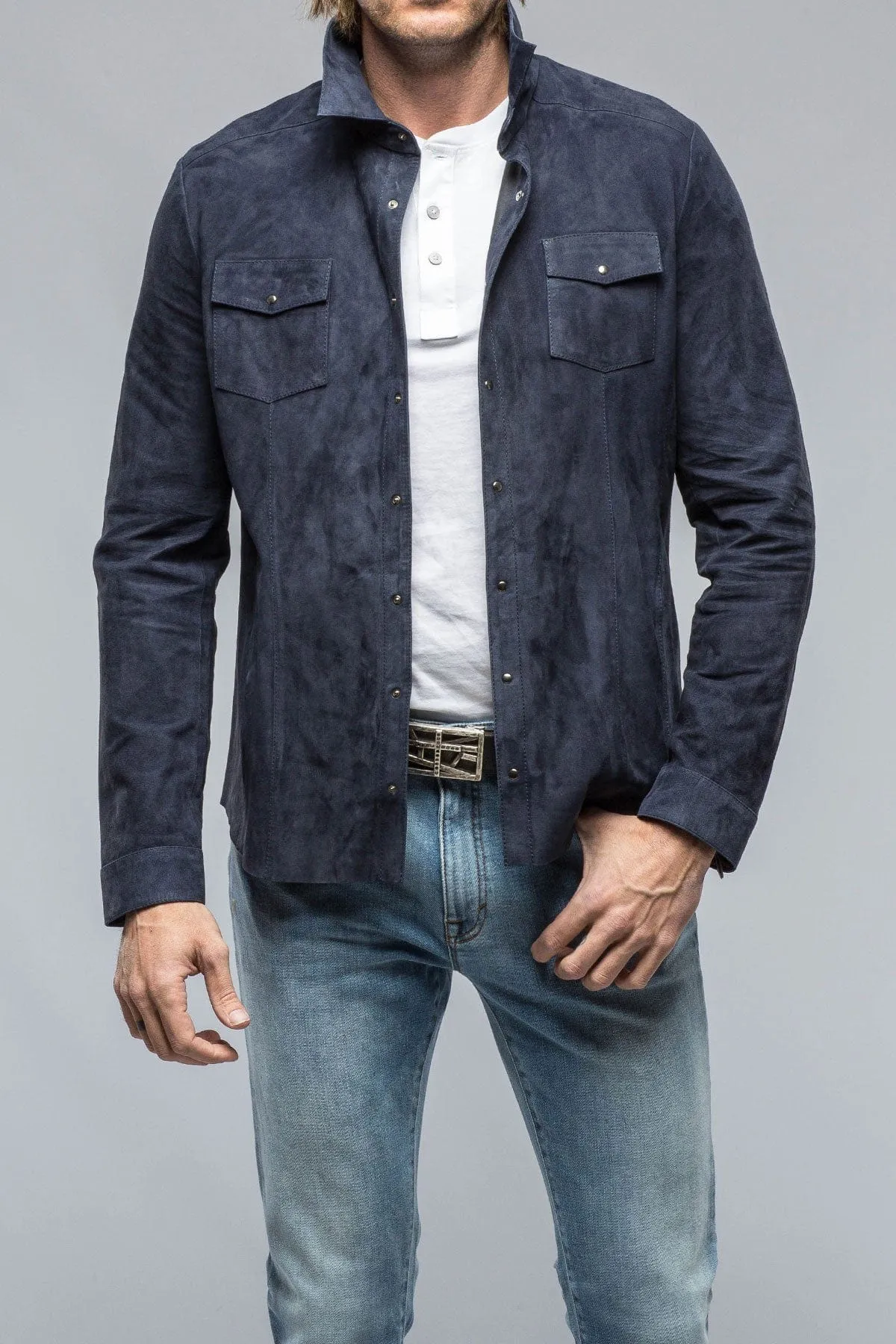 Bello Suede Shirt In Blue