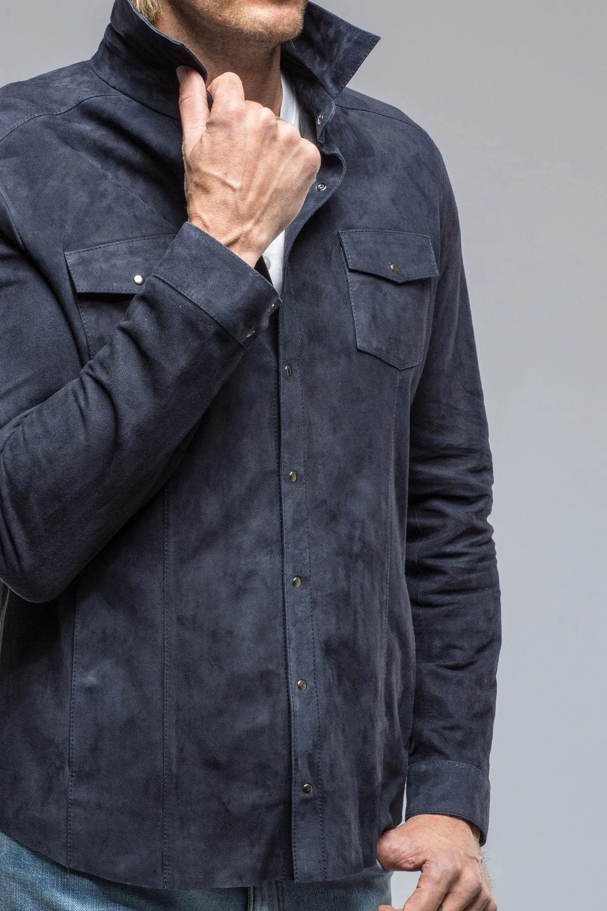 Bello Suede Shirt In Blue