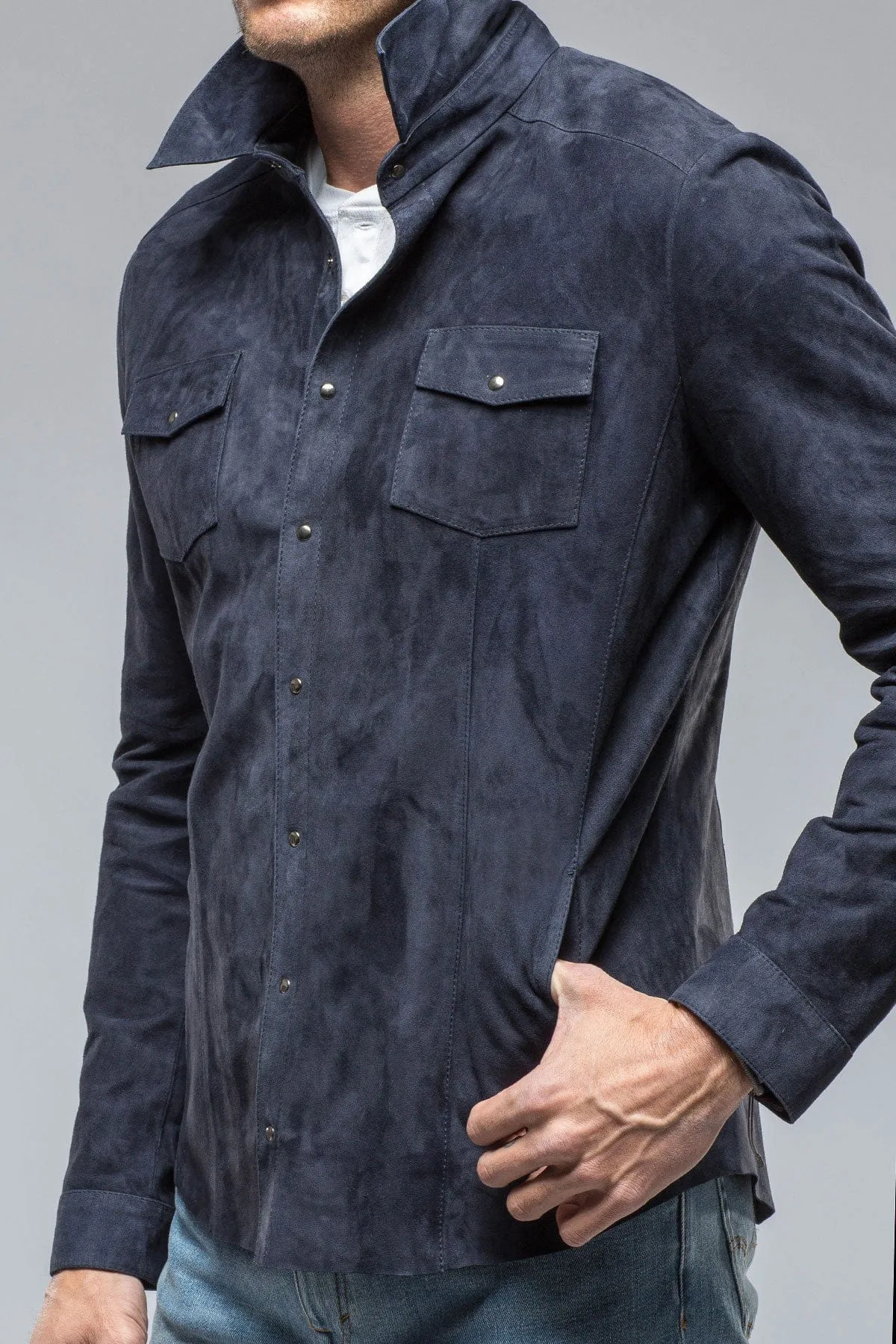 Bello Suede Shirt In Blue