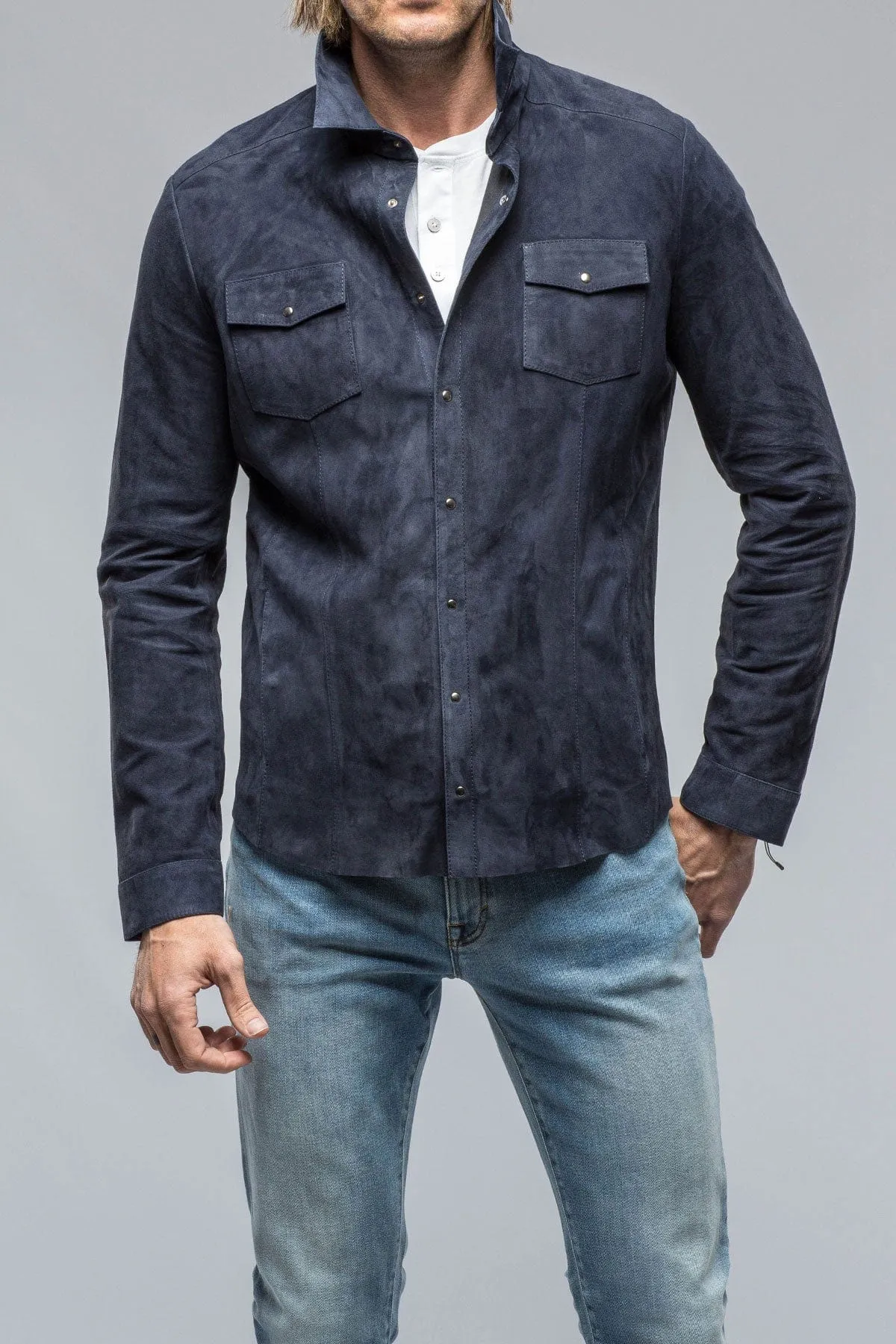 Bello Suede Shirt In Blue