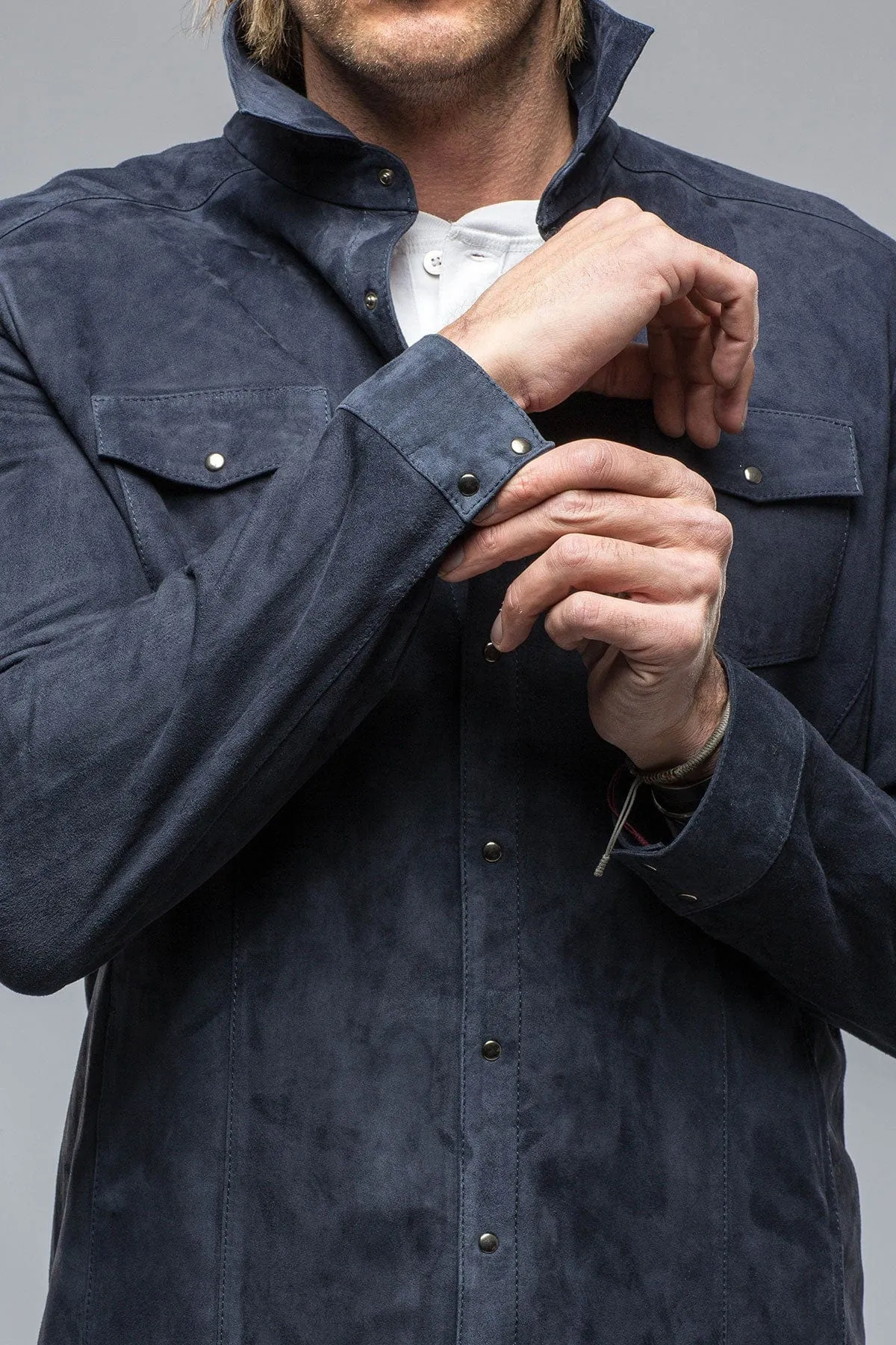 Bello Suede Shirt In Blue