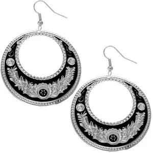 Black Large Texture Design Hoop Earrings