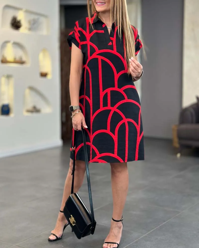 Briar - Geometric Print Polo Dress