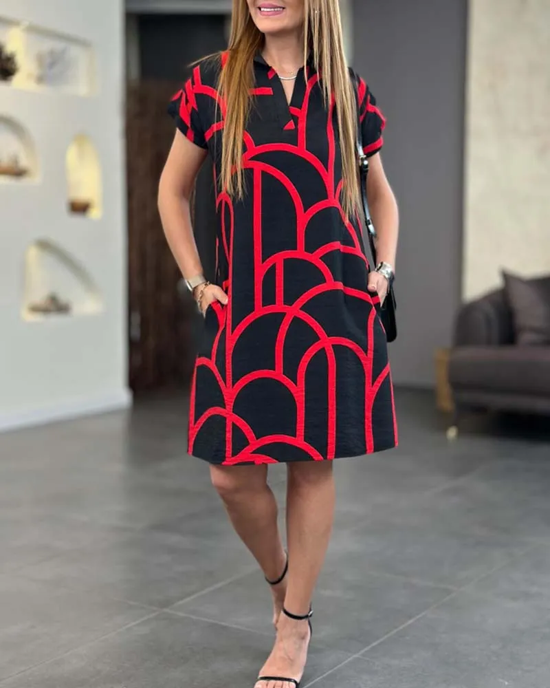 Briar - Geometric Print Polo Dress
