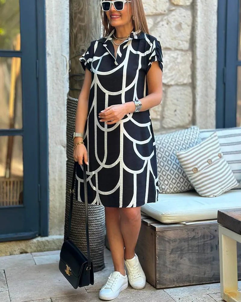 Briar - Geometric Print Polo Dress