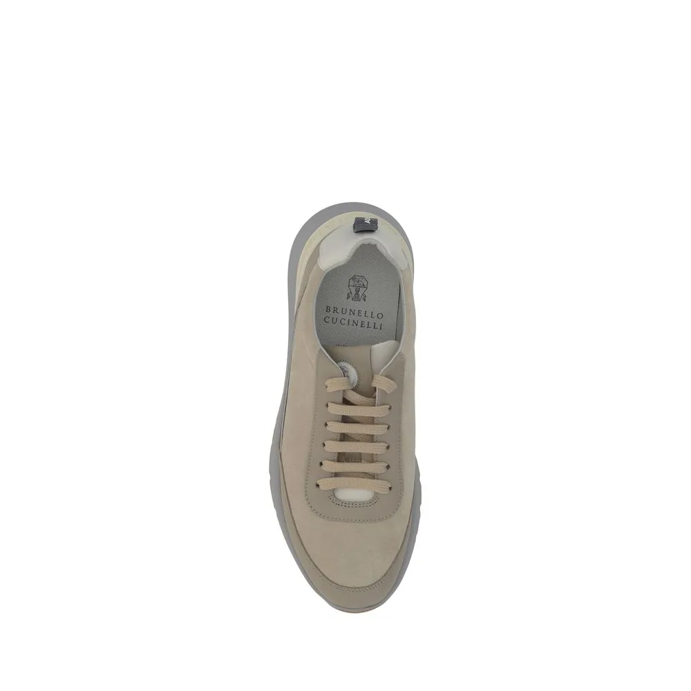 Brunello Cucinelli Men Brown Sneakers Suede Leather Flat Trainer Shoes Sz EUR 41