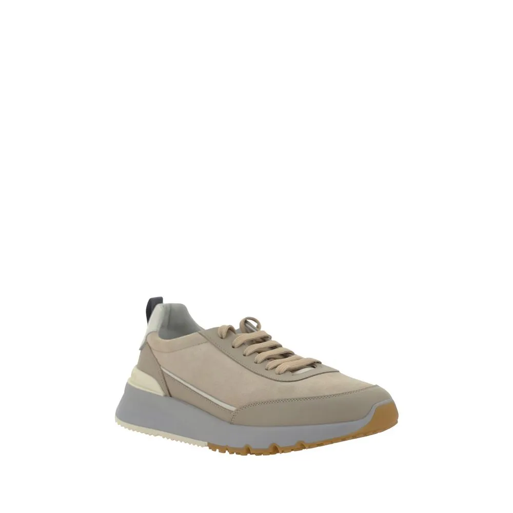 Brunello Cucinelli Men Brown Sneakers Suede Leather Flat Trainer Shoes Sz EUR 41