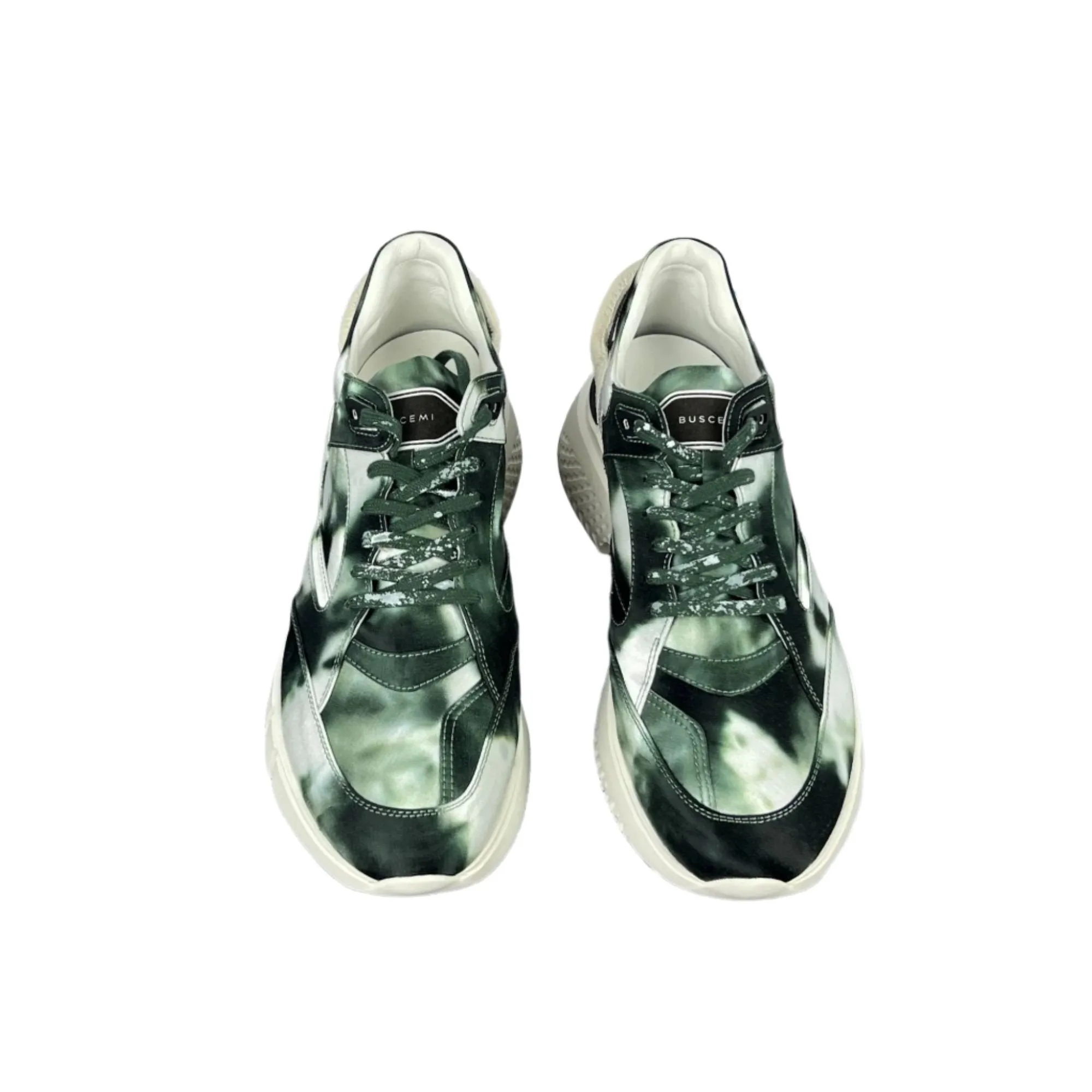 Buscemi Men's Veloce Tie Dye Green Leather Sneakers SAMPLE