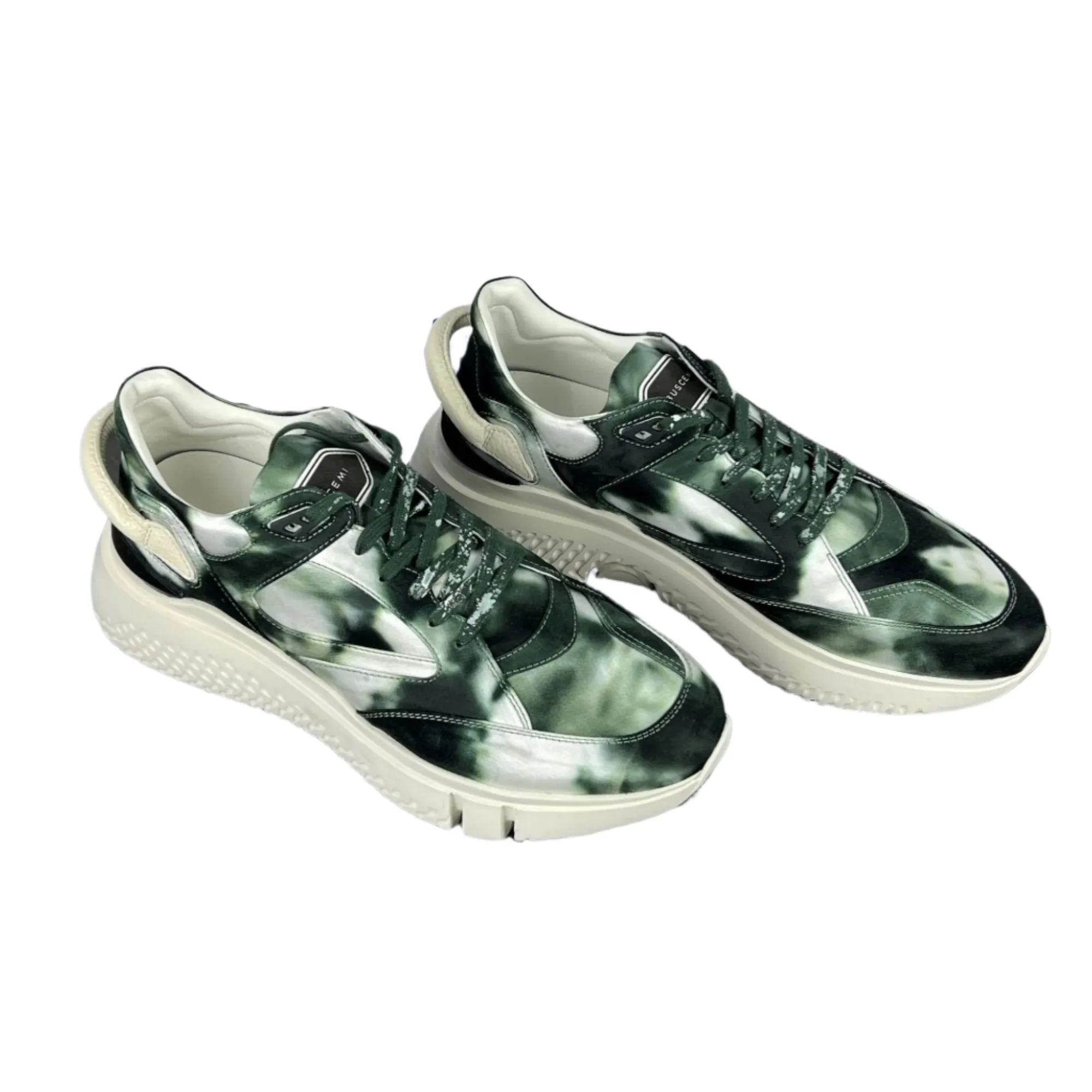 Buscemi Men's Veloce Tie Dye Green Leather Sneakers SAMPLE