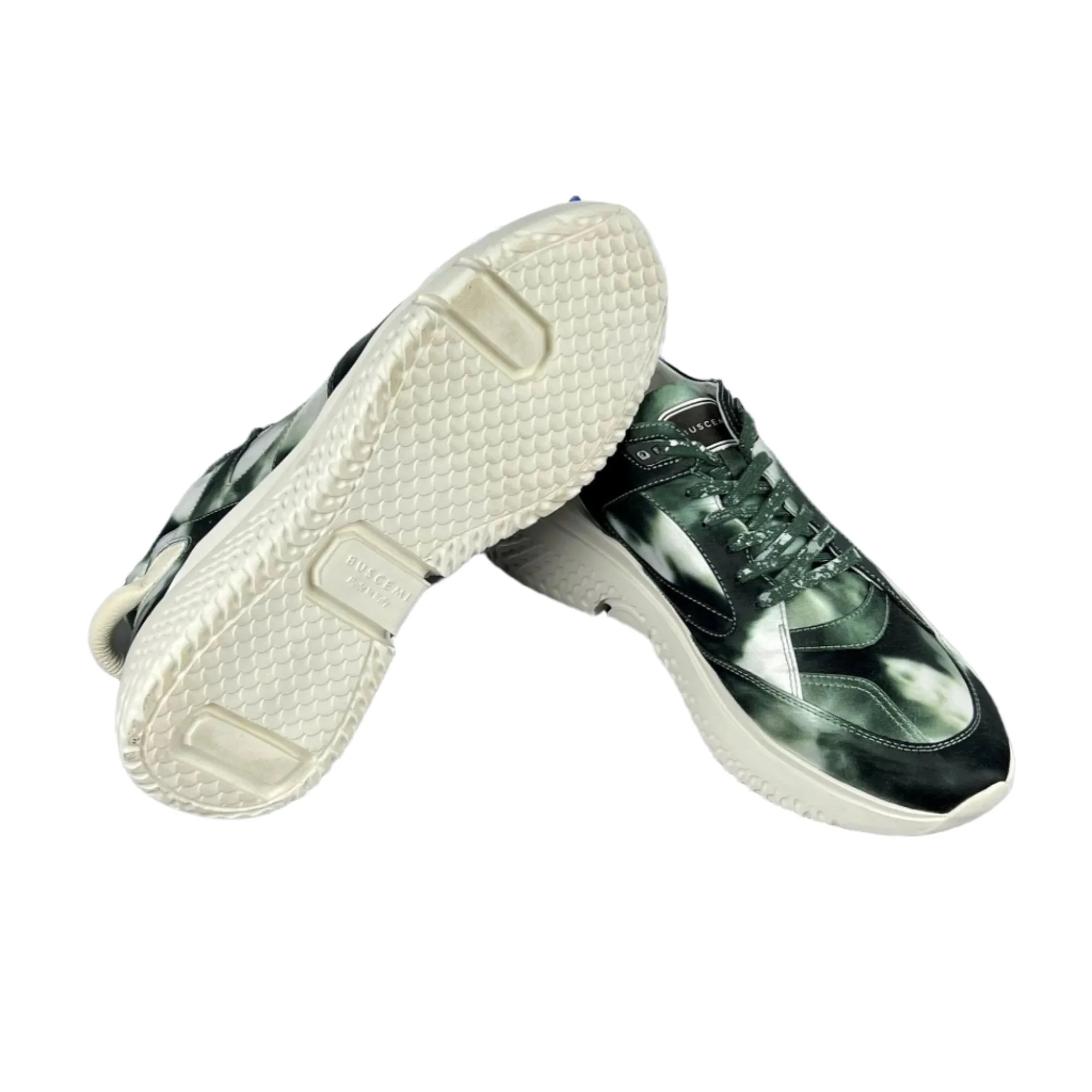Buscemi Men's Veloce Tie Dye Green Leather Sneakers SAMPLE