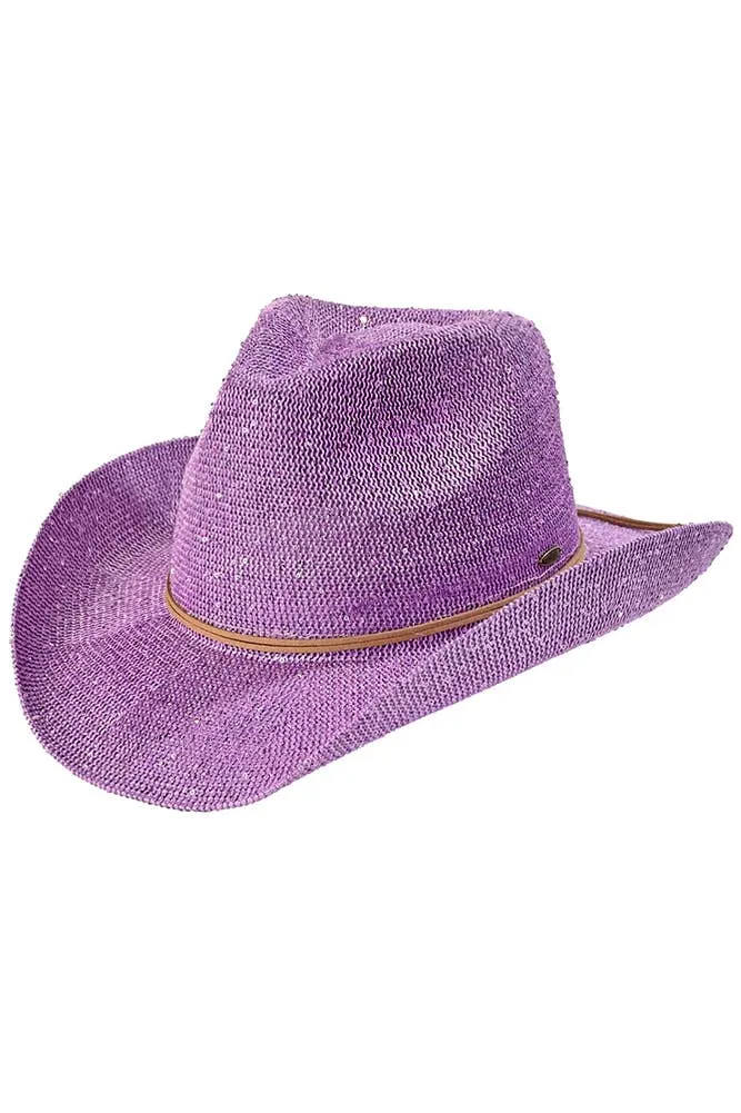 C.C Kids Suede String Band Sequin Cowboy Hat: Hot Pink