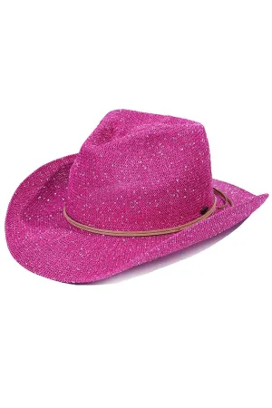 C.C Kids Suede String Band Sequin Cowboy Hat: Hot Pink