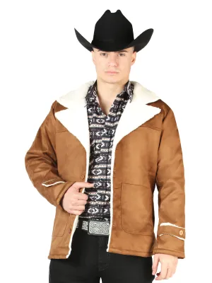 Chamarra Vaquera Invernal de Forro Afelpado (Tipo Borrego) Calidad Suprema Tan para Hombre 'El General' - ID: 44139