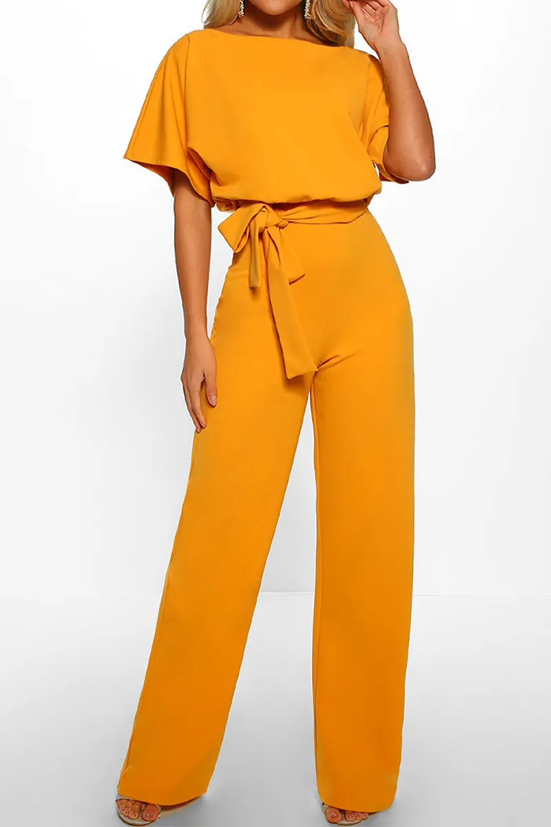 Chic Short-Sleeved Wide-Leg Jumpsuit