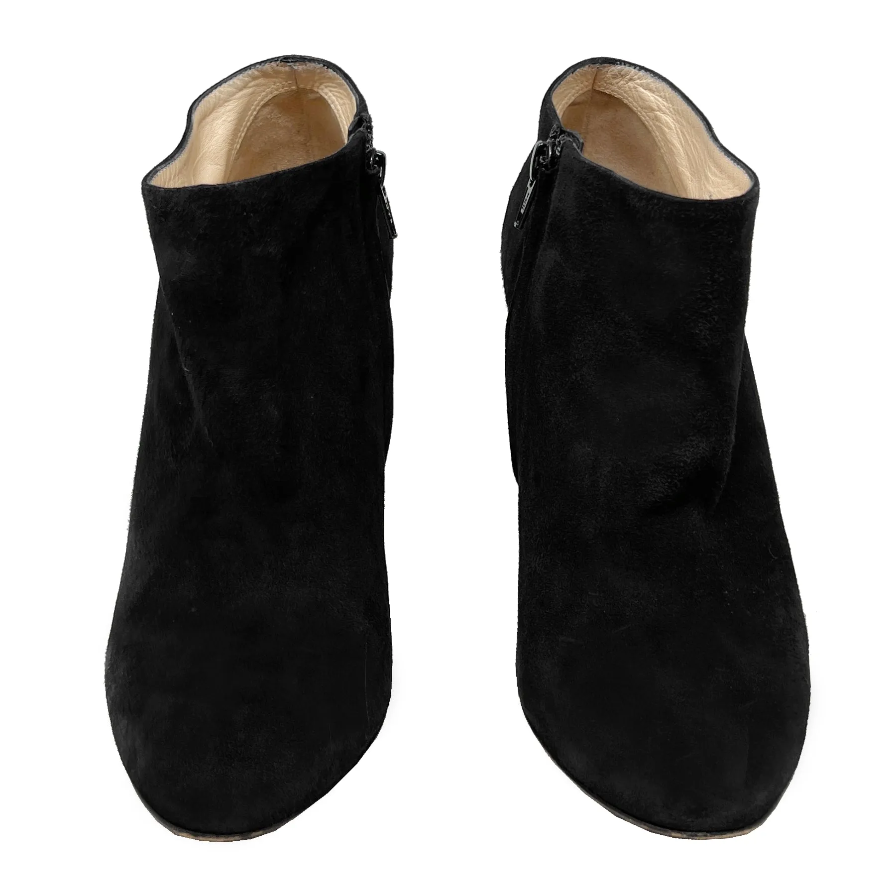 Christian Louboutin Belle 100 Black Suede Round Toe High Heel Ankle Boots Size EU 38.5
