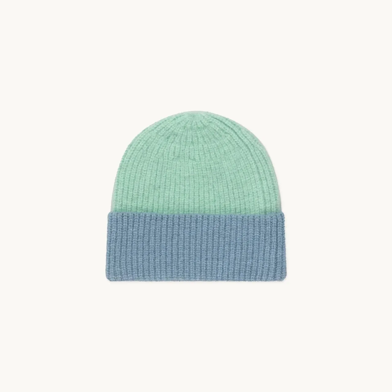 Color Block Beanie, Emerald & Warm Blue