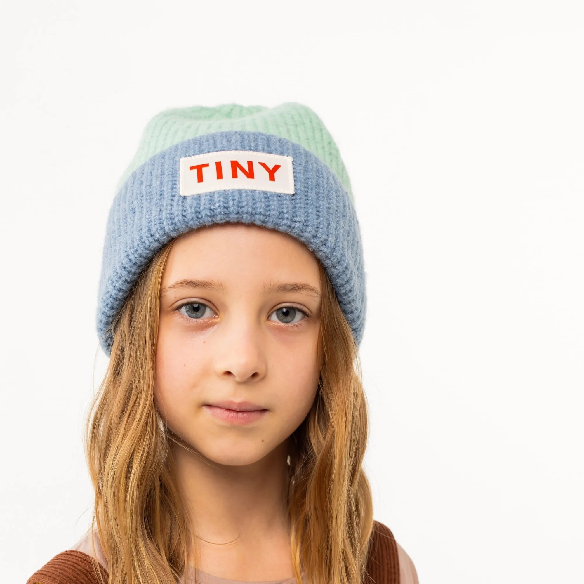 Color Block Beanie, Emerald & Warm Blue