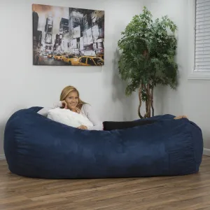 Comfortable Cylindrical Suede Bean Bag with Microfiber Blue Modern