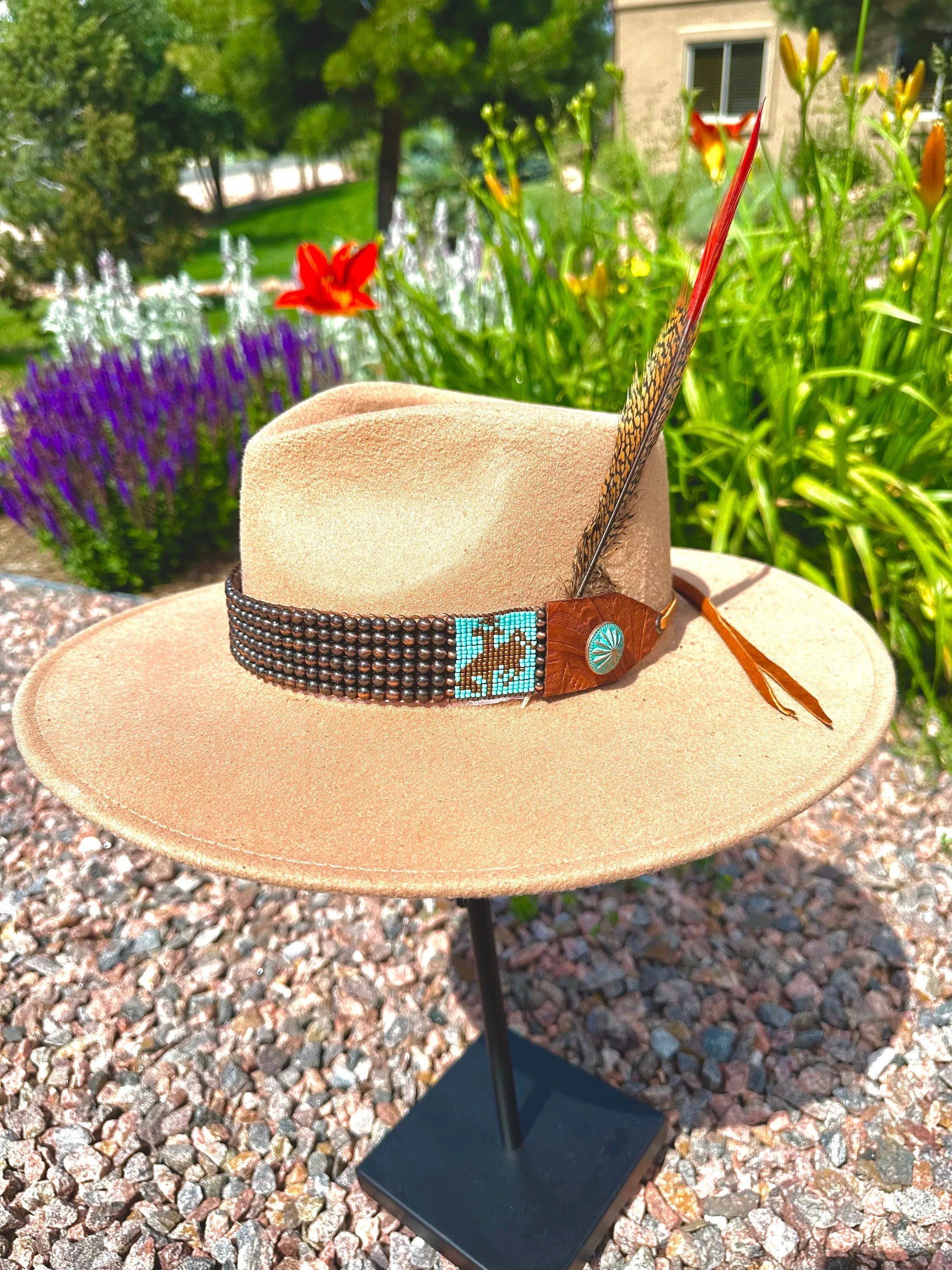 Copper Navajo Pearl Bronc Hatband; Joe 307