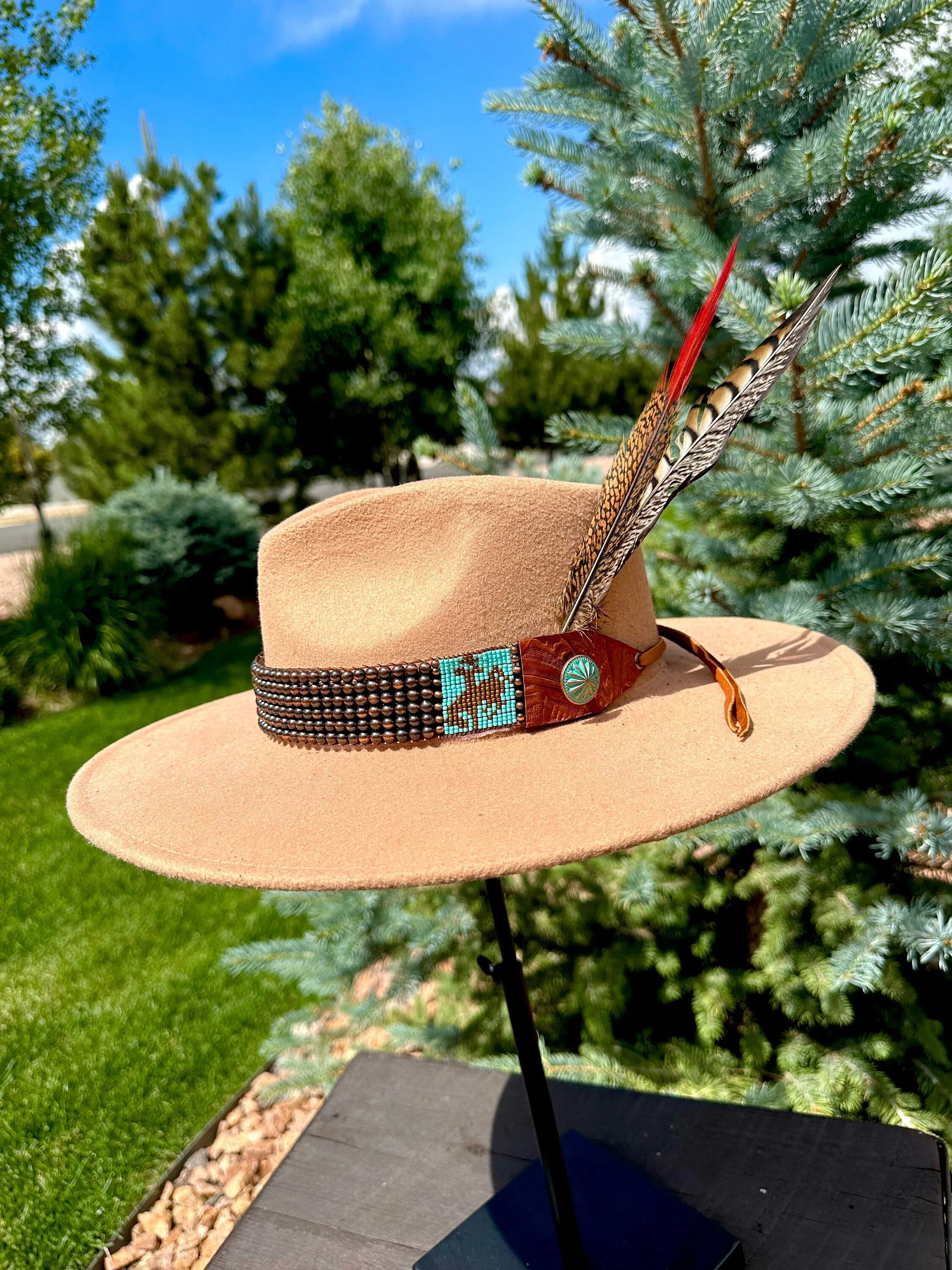 Copper Navajo Pearl Bronc Hatband; Joe 307