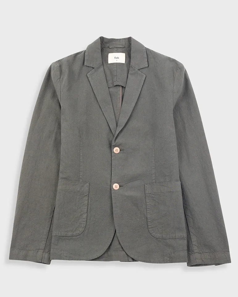 Cotton Linen Blazer Dark Sage