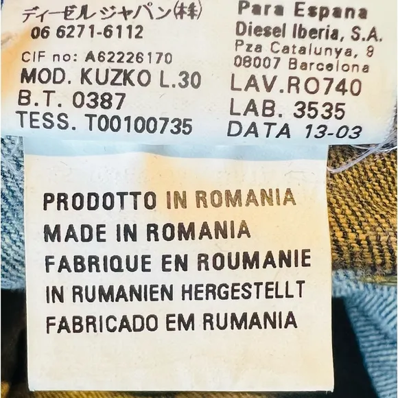 DIESEL Vintage Low Rise Women’s Jeans Size 28 Made in Rumania 100% Cotton