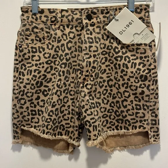 DL1961 Cheetah Print Denim Shorts Size 27 NWT