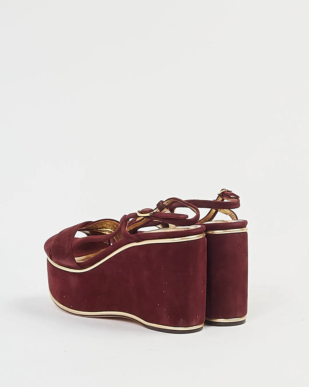 Dolce Gabbana Purple Suede Strap Wedge Heel - 39