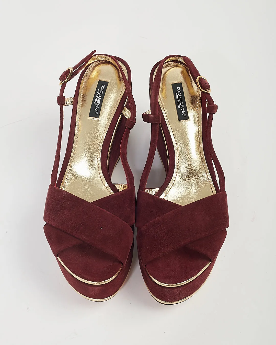 Dolce Gabbana Purple Suede Strap Wedge Heel - 39