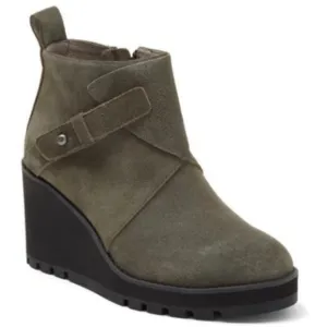 Eileen Fisher tinker wedge suede bootie In Dark Moss size 6.5 M, B 237‎