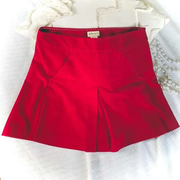 ELEVENSES | 6 | Anthropologie Red Pleated Cotton Acetate Lined Mini Skirt NWOT