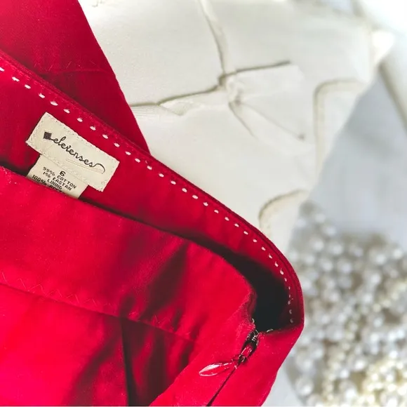 ELEVENSES | 6 | Anthropologie Red Pleated Cotton Acetate Lined Mini Skirt NWOT