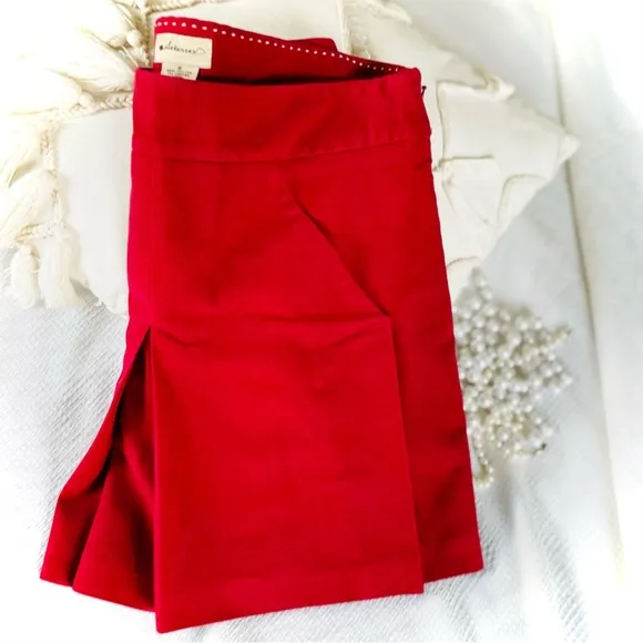 ELEVENSES | 6 | Anthropologie Red Pleated Cotton Acetate Lined Mini Skirt NWOT