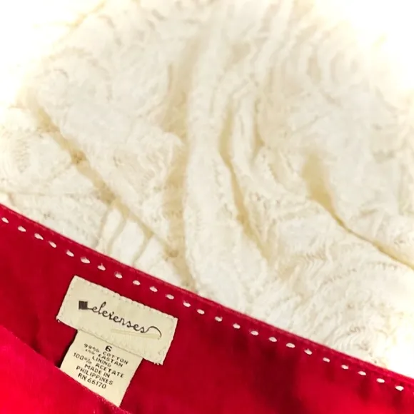 ELEVENSES | 6 | Anthropologie Red Pleated Cotton Acetate Lined Mini Skirt NWOT