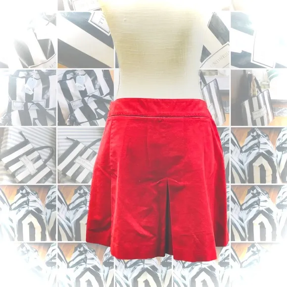 ELEVENSES | 6 | Anthropologie Red Pleated Cotton Acetate Lined Mini Skirt NWOT