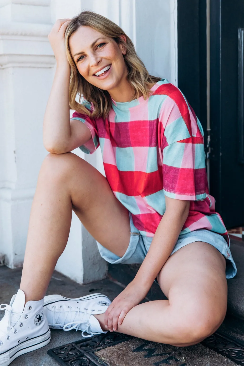 Elm Monaco Check Tee Multicolour
