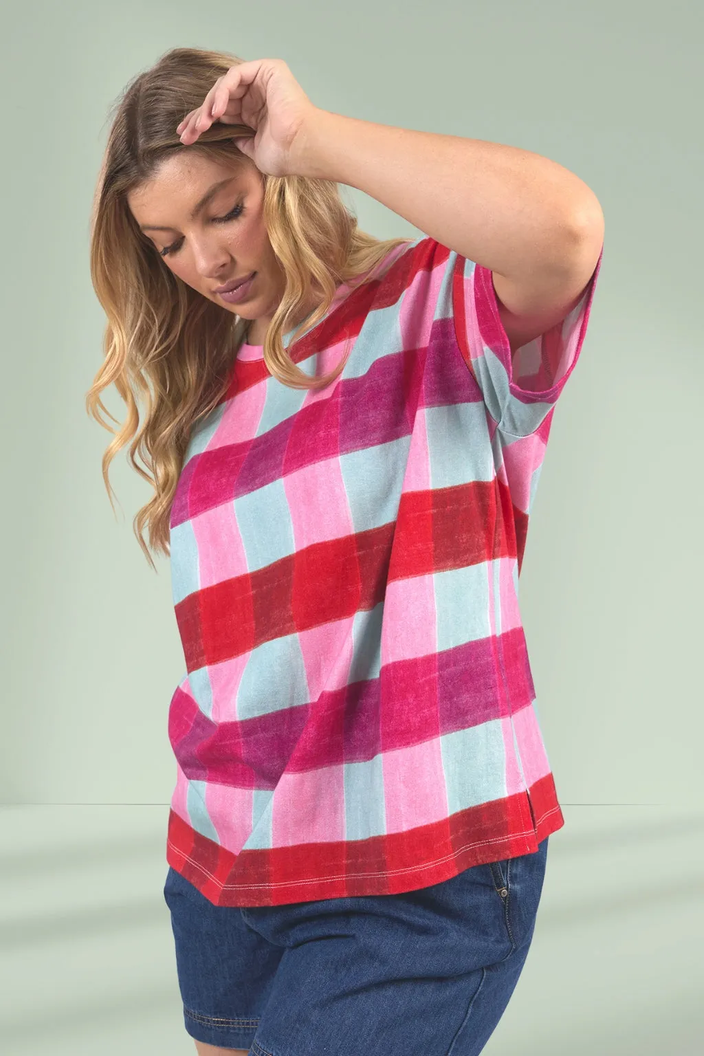 Elm Monaco Check Tee Multicolour